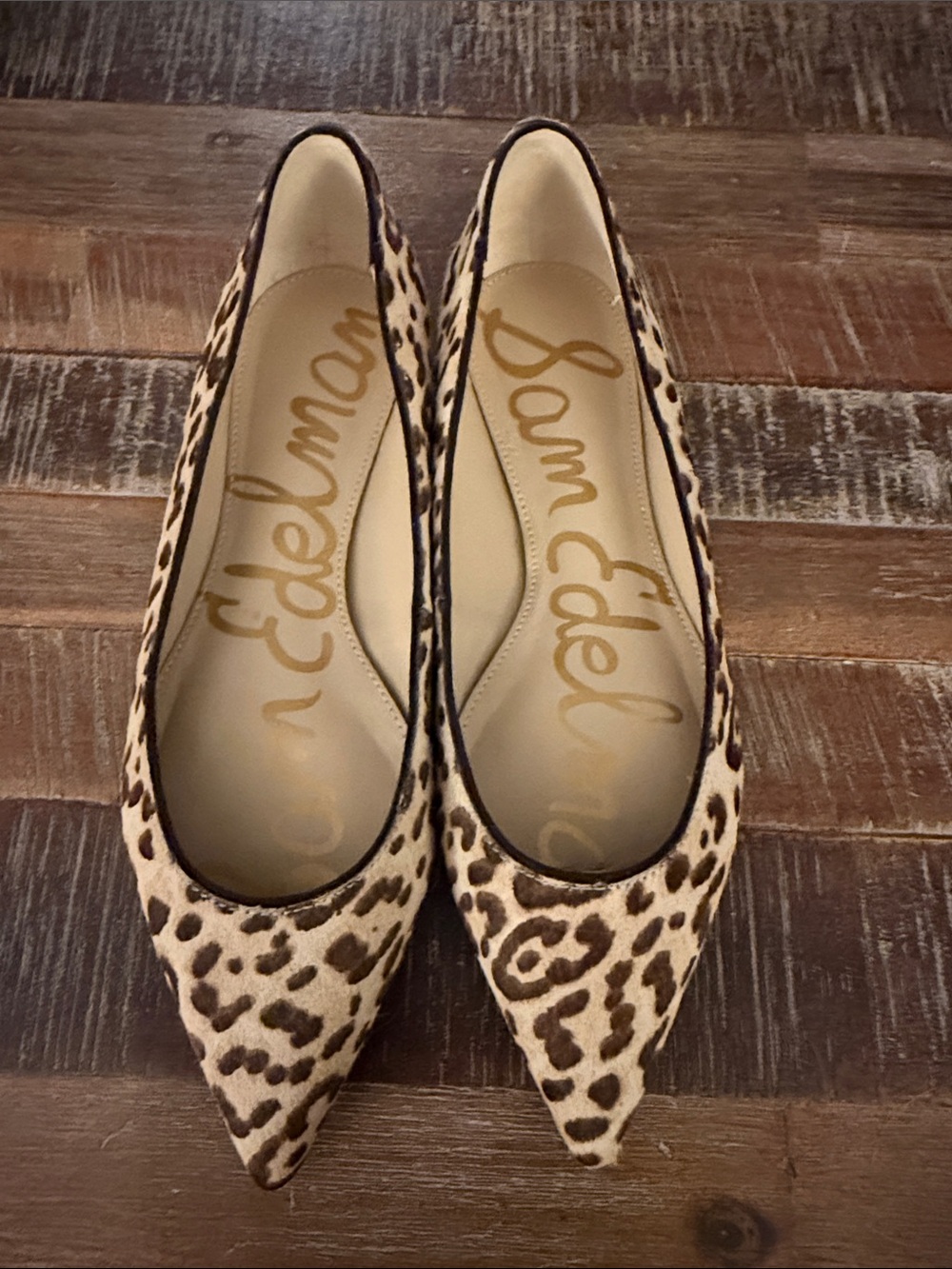 Sam Edelman New Leopard-Print Pointed Ballet Flats - Brown & Tan
